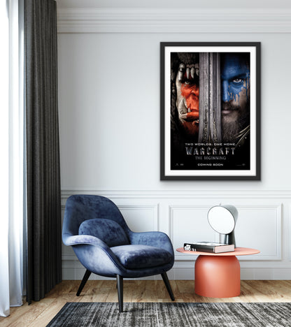An original movie poster for the Duncan Jones film Warcraft