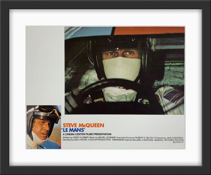 An original 11x14 lobby card for the Steve McQueen film Le Mans