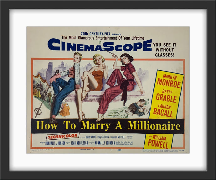 An original title lobby card for the Marilyn Monroe film How To Marry A Millionaire