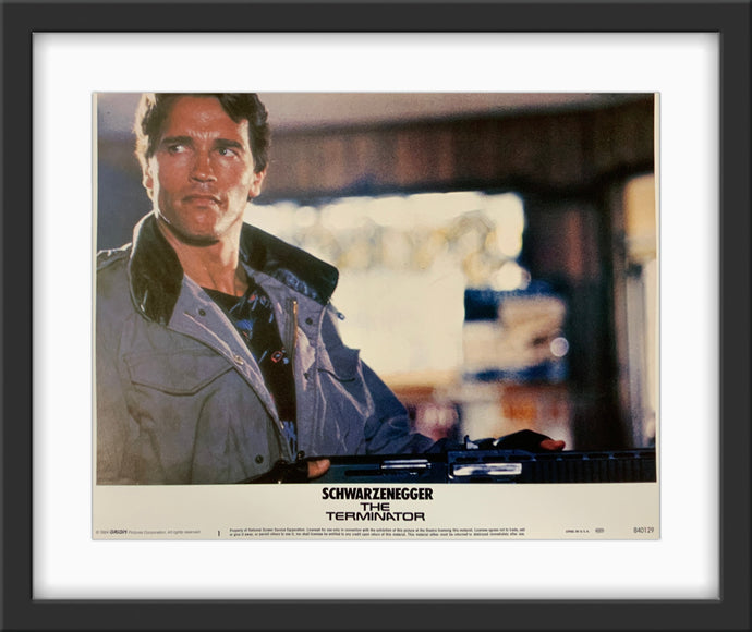 An original 11x14 lobby card for the film The Terminator