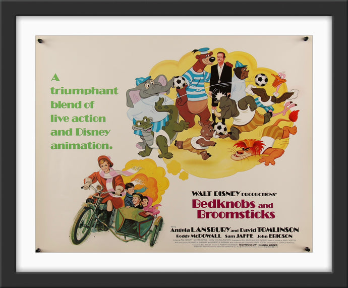 An original movie poster for the Disney film Bedknobs and Broomsticks