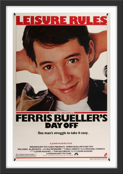 An original movie poster of the John Hughes film Ferris Bueller's Day Off