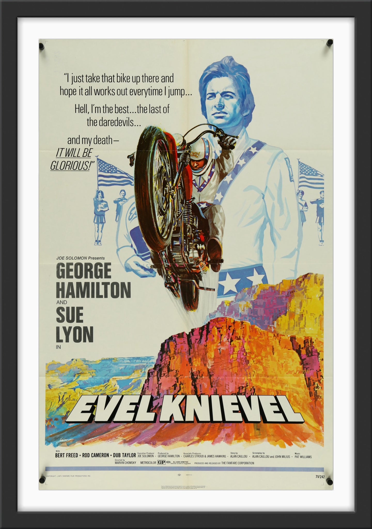 An original movie poster for the film Evel Knievel