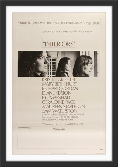An original movie poster for the Woody Allen film Interiors
