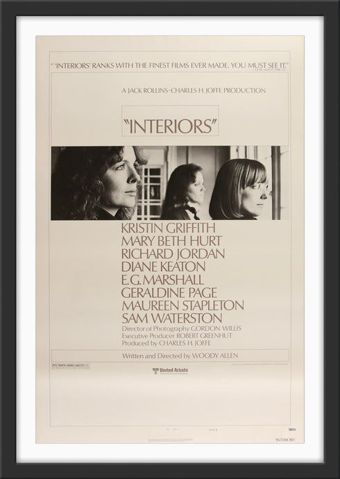 An original movie poster for the Woody Allen film Interiors