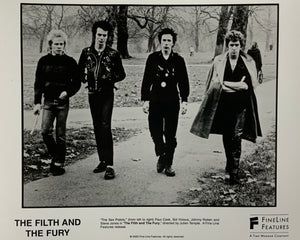 An original movie still of The Sex Pistols from the film The Filth and The Fury