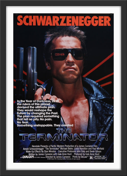 An original movie poster for the film The Terminator