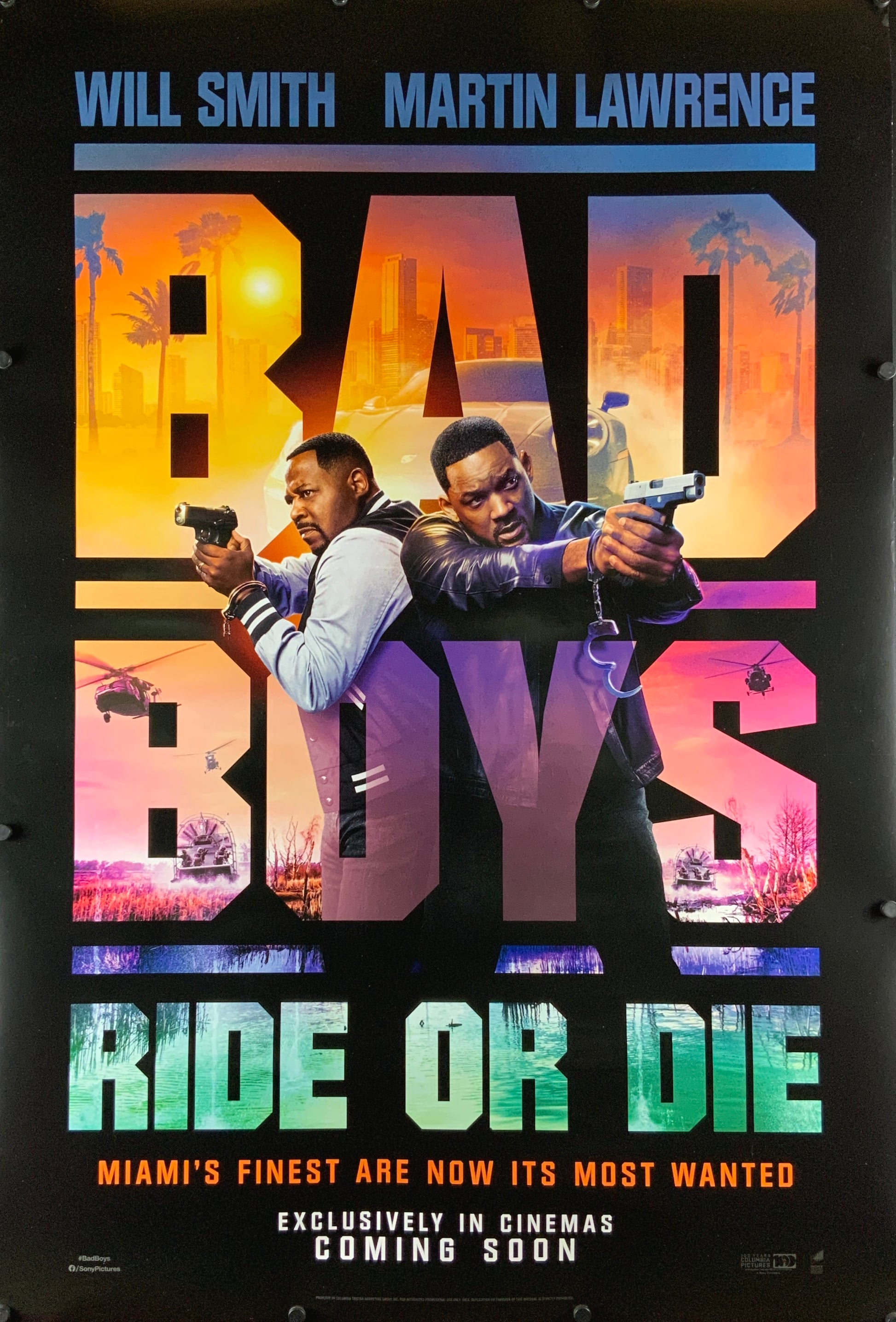 An original movie poster for the film Bad Boys Ride or Die
