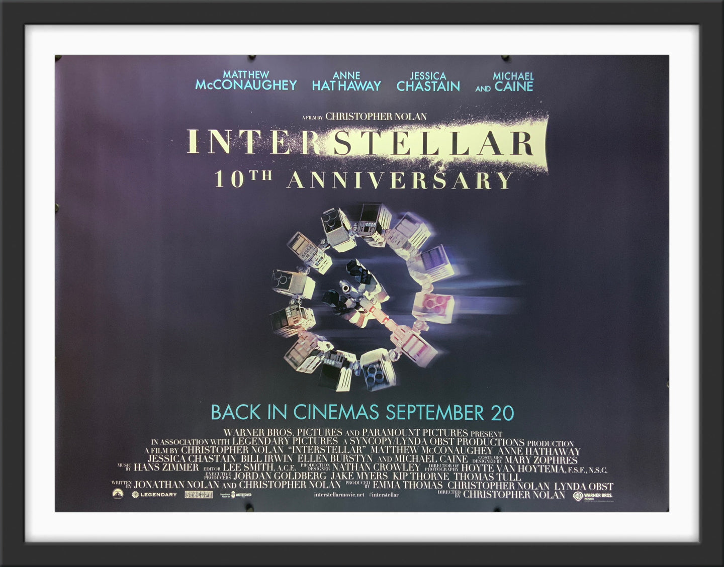 An original movie poster for the Christopher Nolan film Interstellar