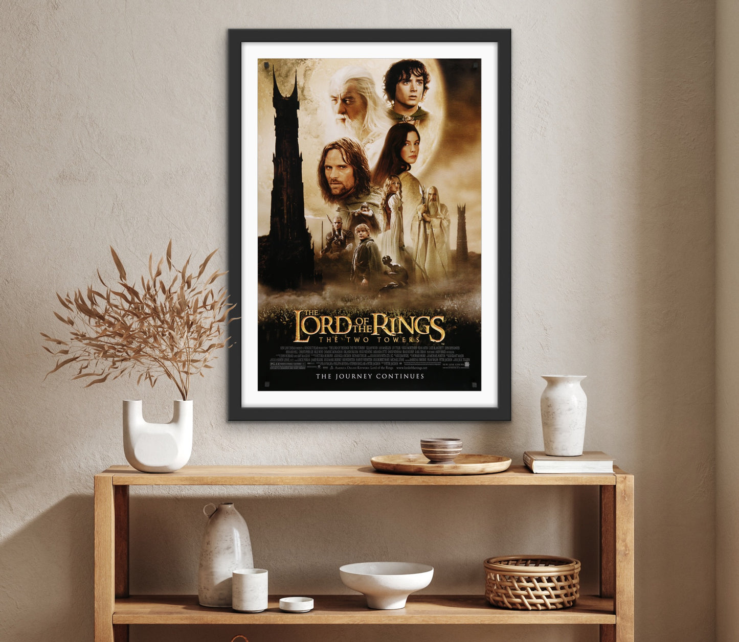 An original movie poster for the film The Lord of the Rings The Two Towers