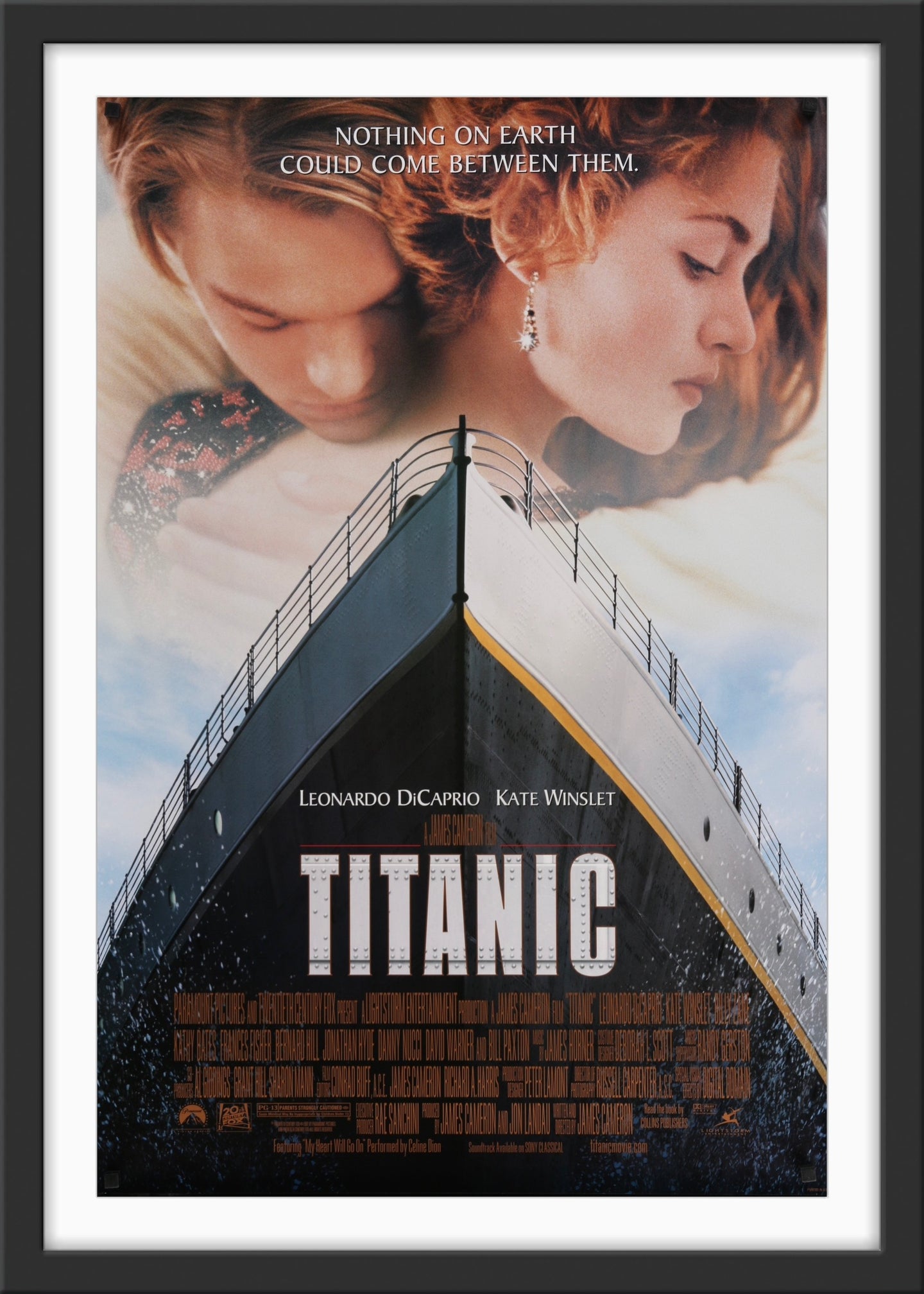 An original movie poster for the James Cameron film Titanic