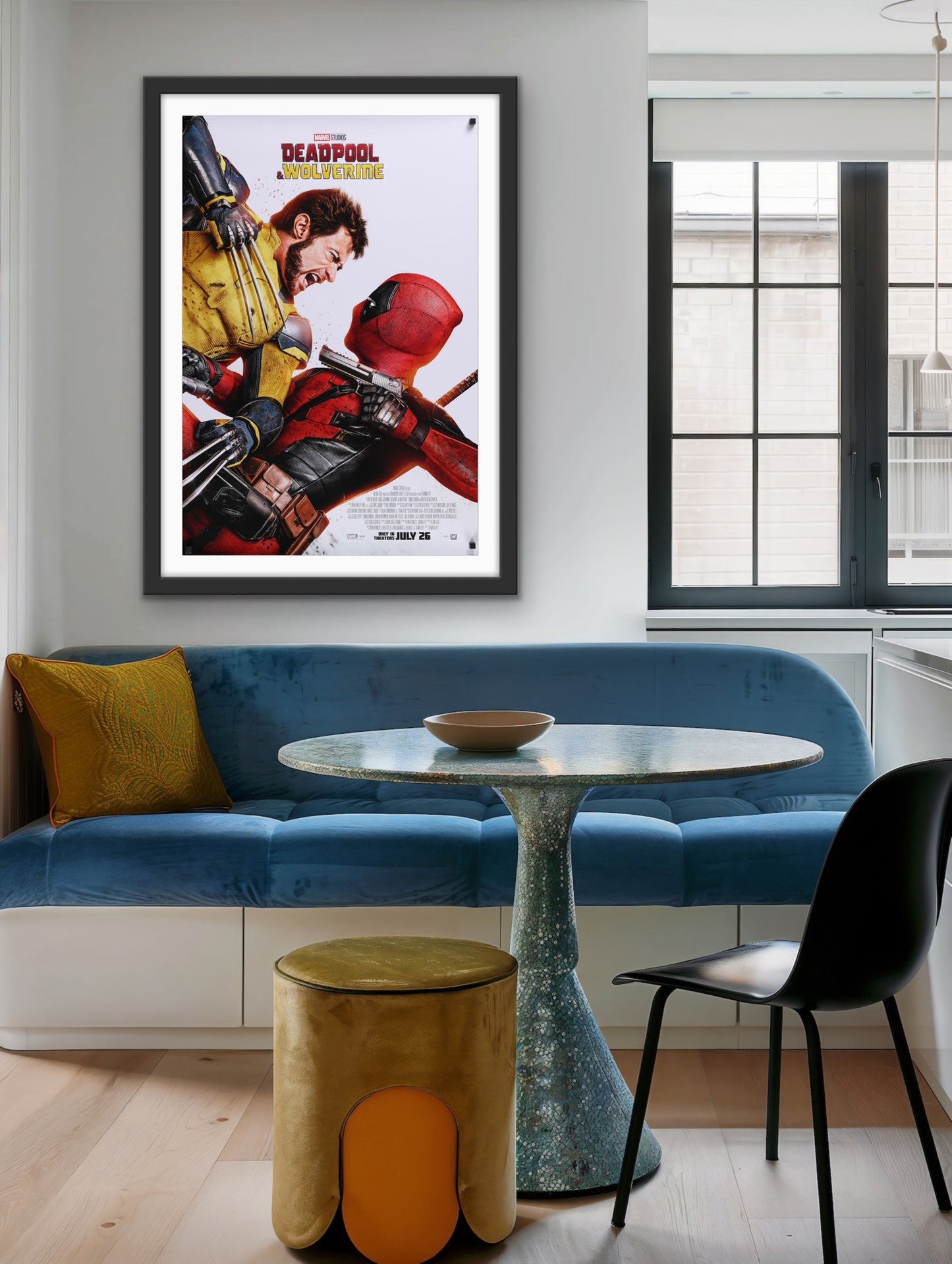 An original movie poster for the film Deadpool and Wolverine