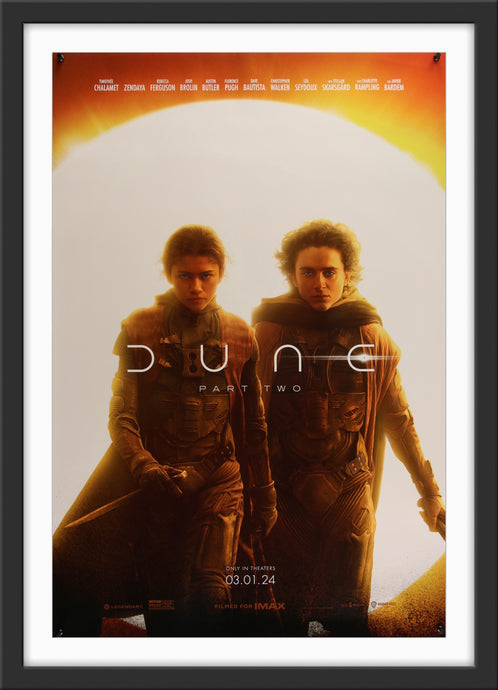 An original IMAX movie poster for the Denis Villeneuve film Dune Part 2