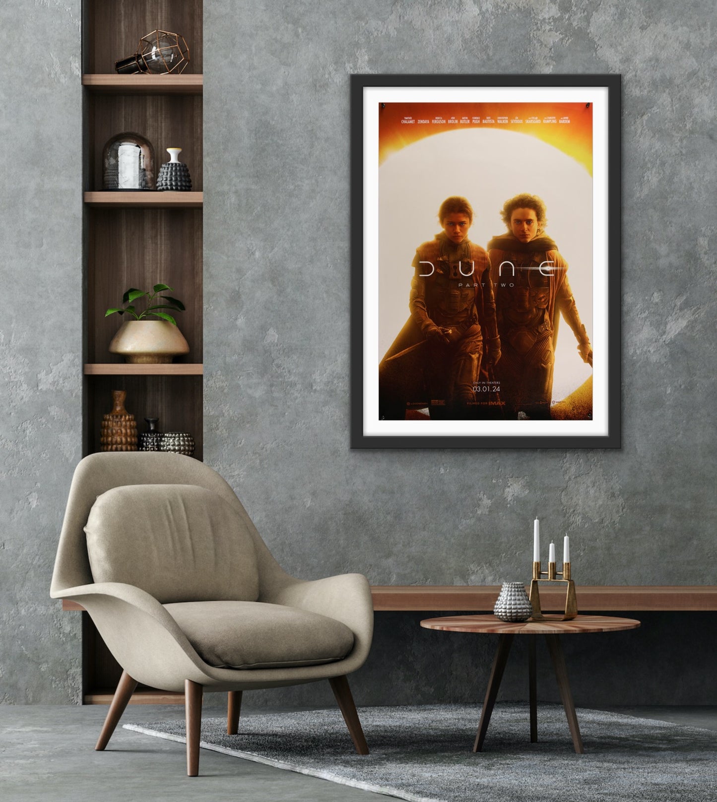 An original IMAX movie poster for the Denis Villeneuve film Dune Part 2