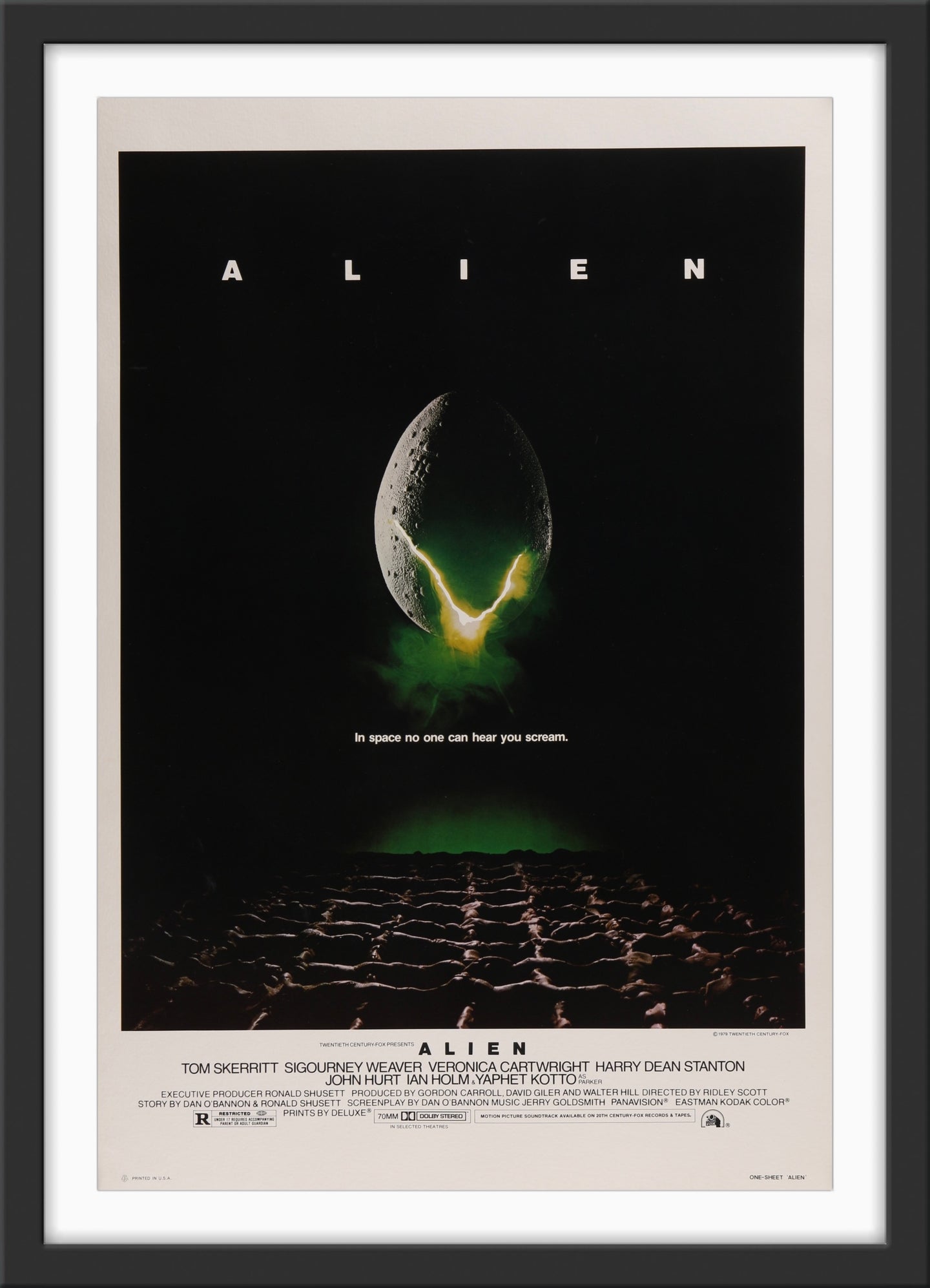 An original one sheet movie poster for the Ridley Scott film Alien