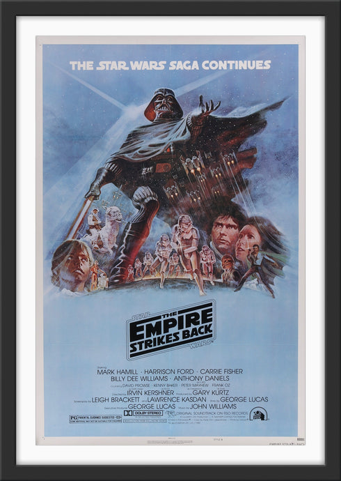 An original movie poster for the Star Wars film The Empire Strikes Back