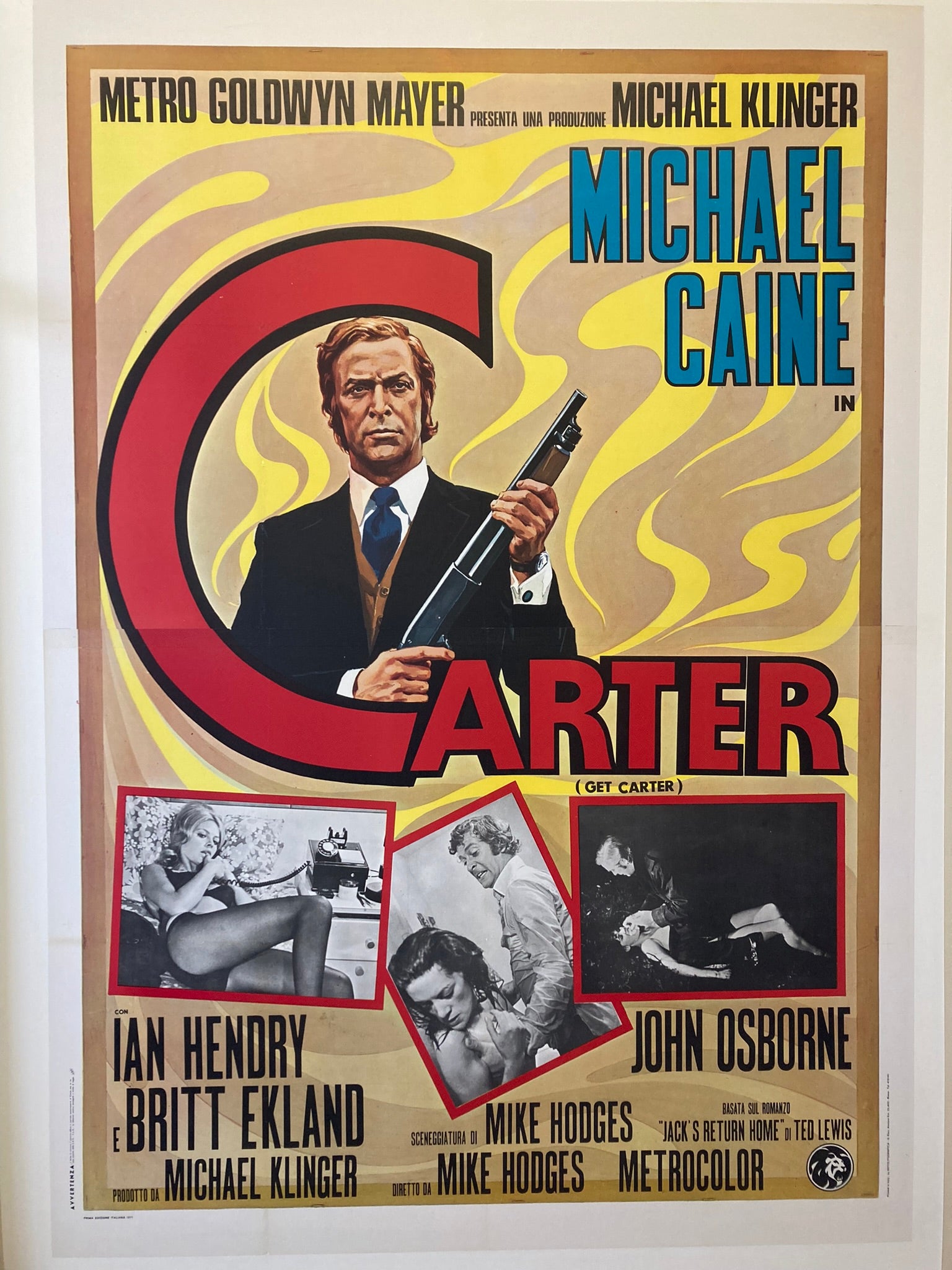 An original Italian movie poster for the film Get Carter