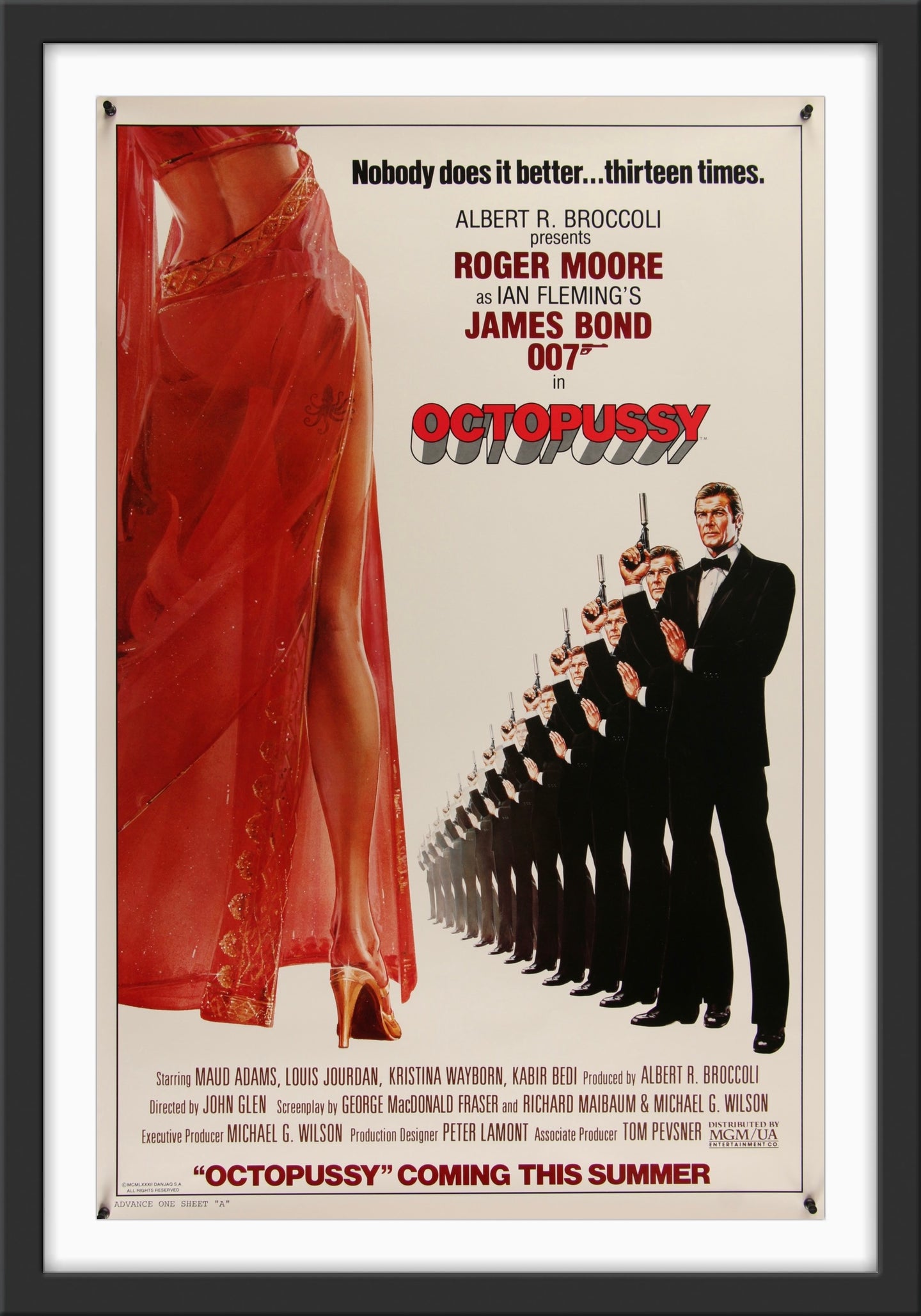 An original movie poster for the James Bond film Octopussy