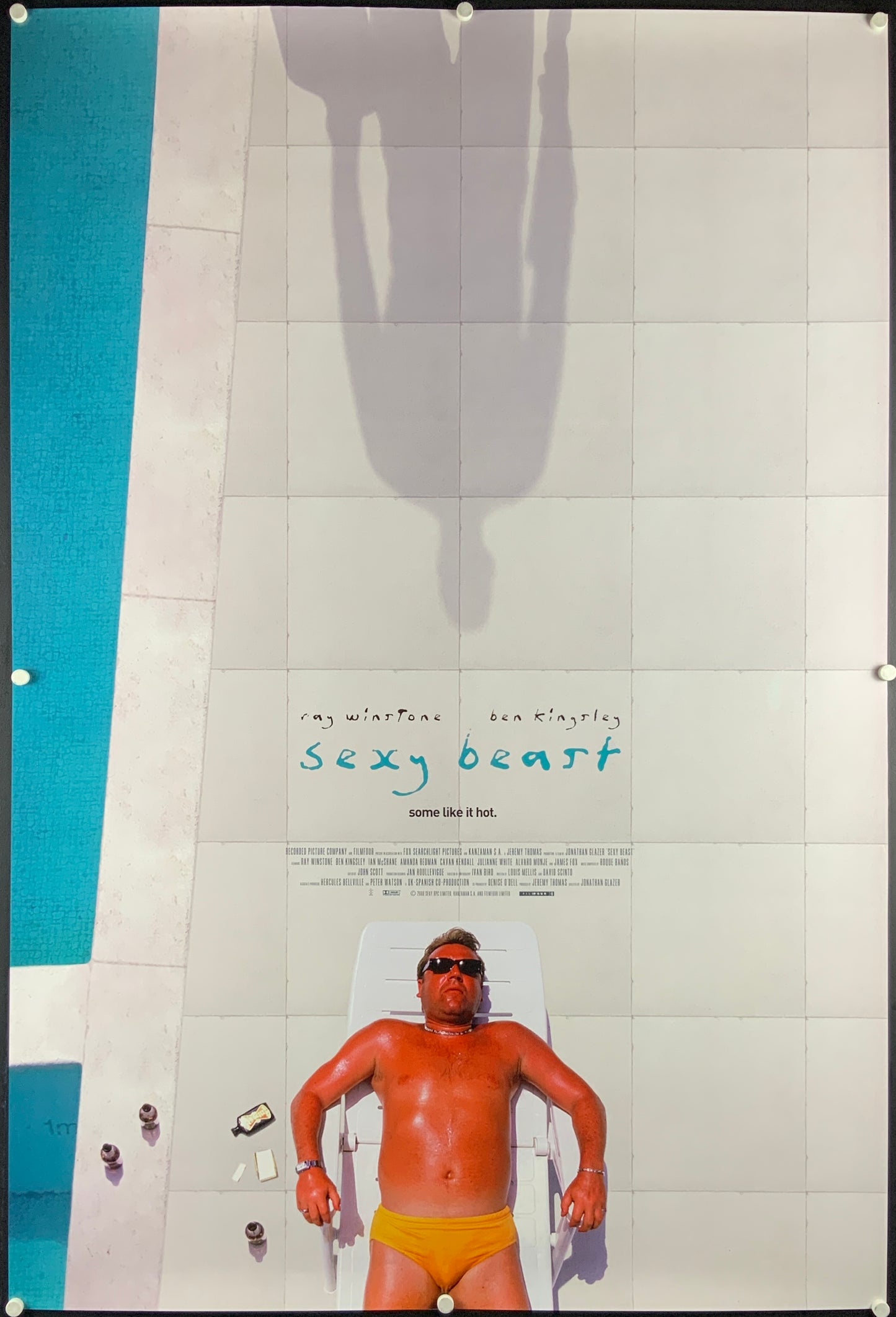 An original movie poster for the Ray WInstone and Ben Kingsley film Sexy Beast