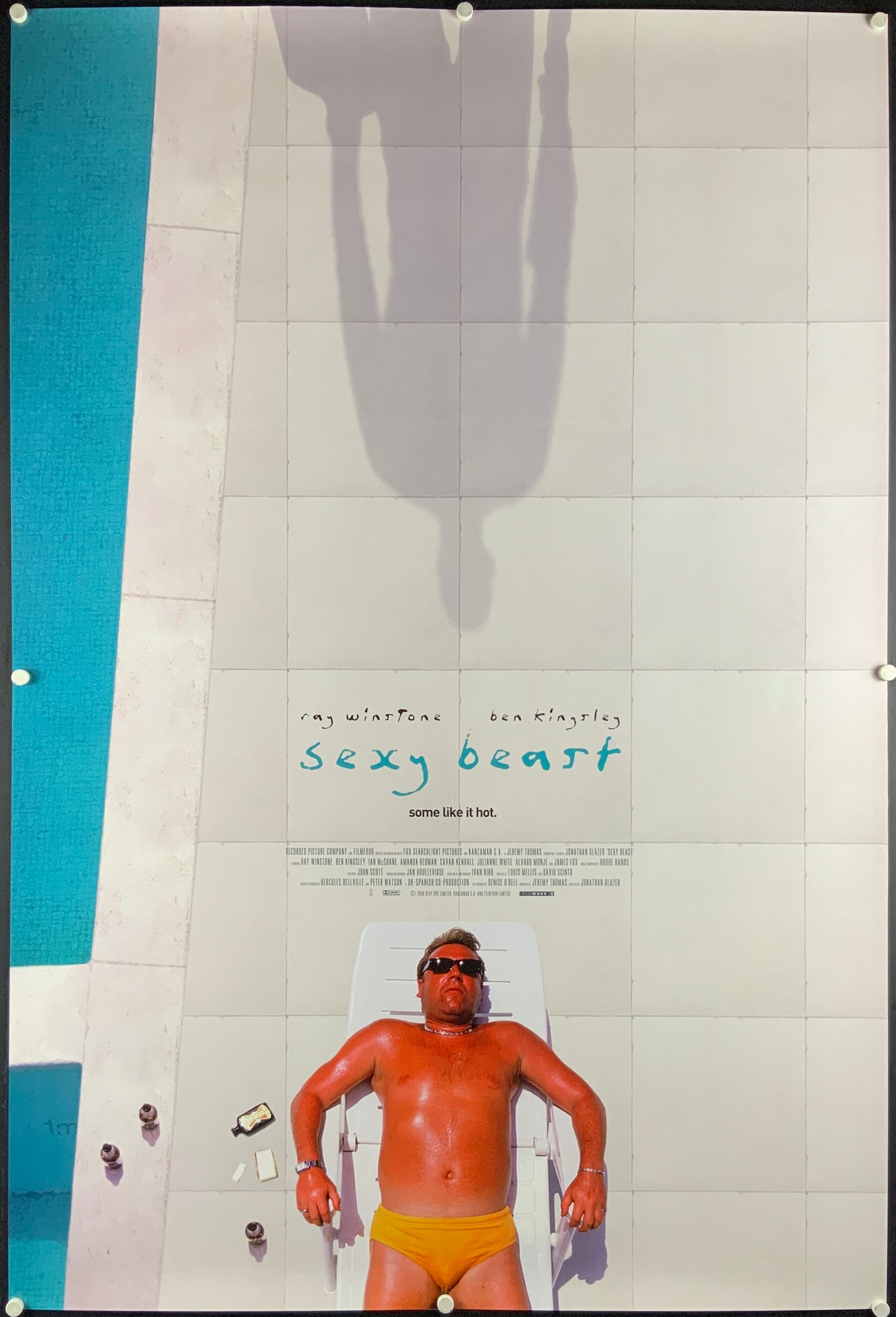 An original movie poster for the Ray WInstone and Ben Kingsley film Sexy Beast