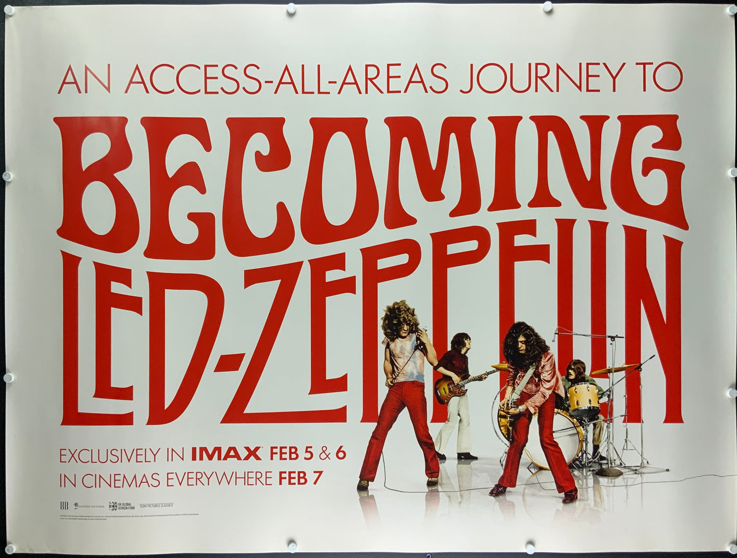 An original movie poster for the film Becoming Led Zeppelin