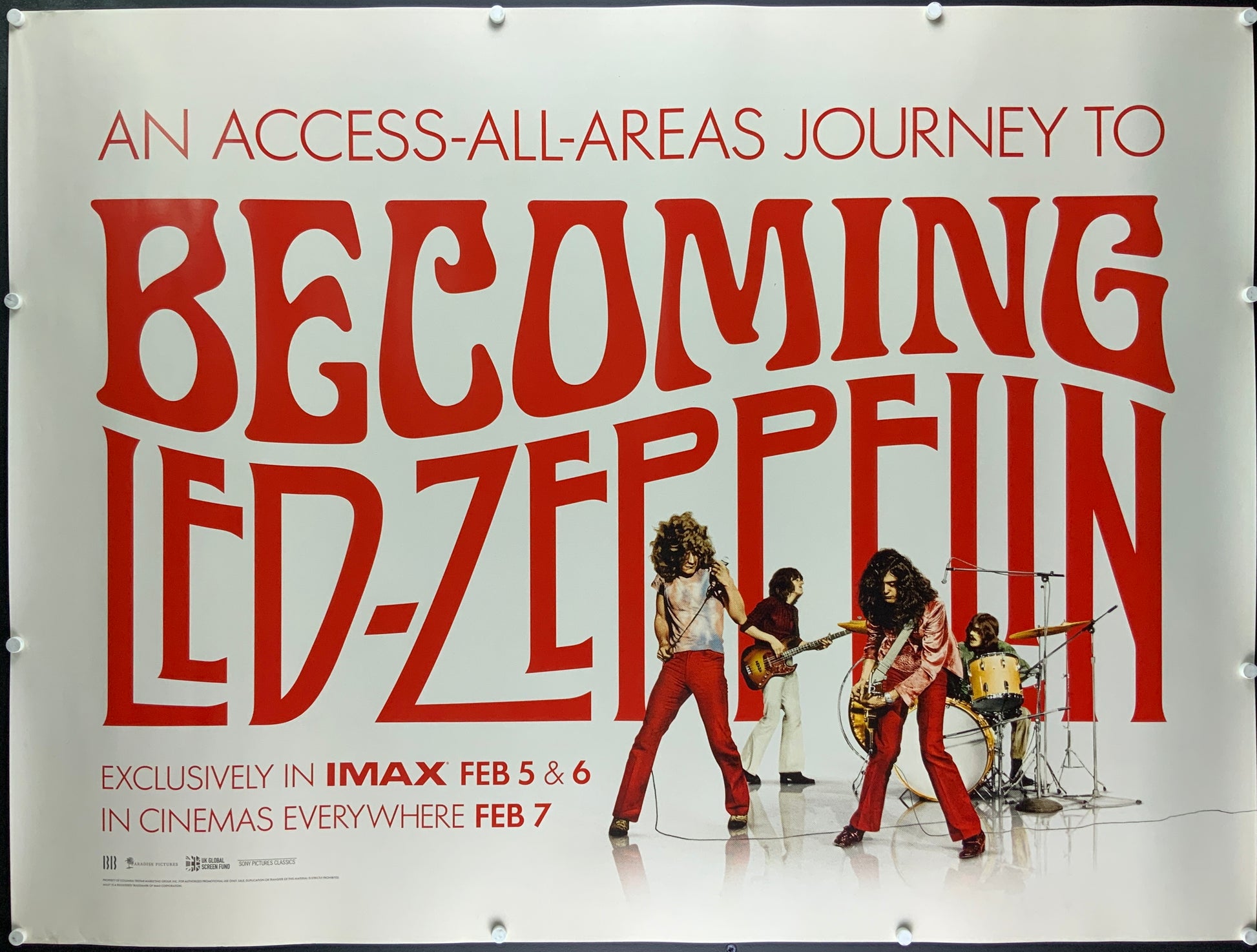 An original movie poster for the film Becoming Led Zeppelin