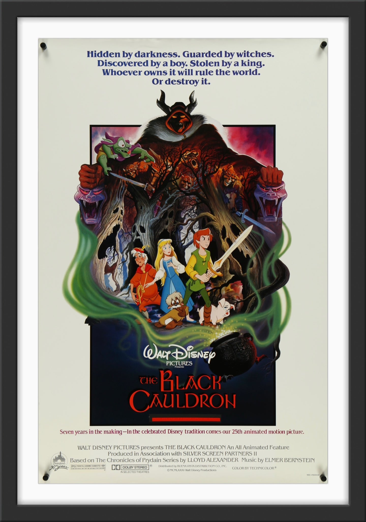 An original movie poster for the Disney animated film The Black Cauldron