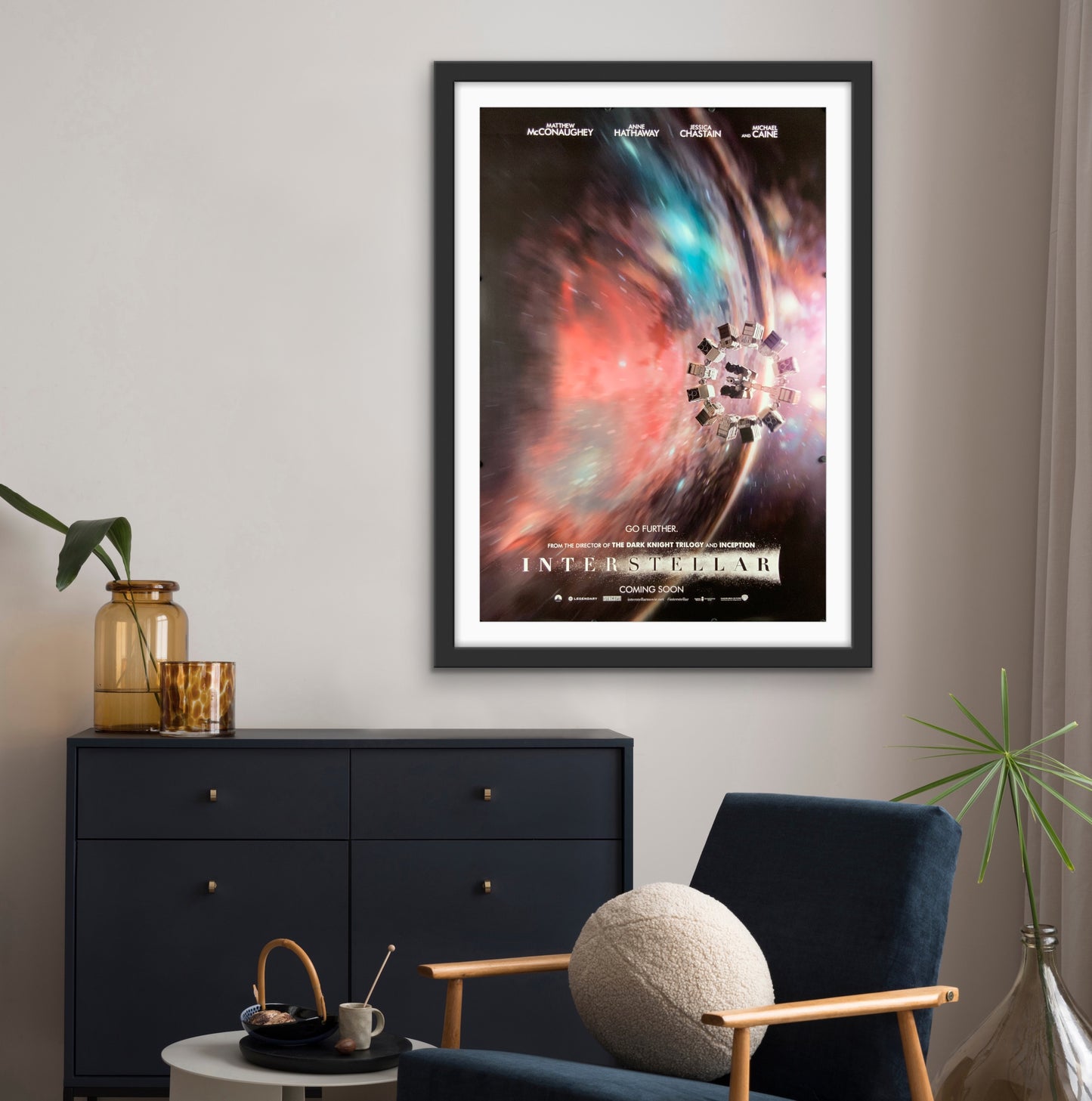 An original movie poster for the Christopher Nolan film Interstellar