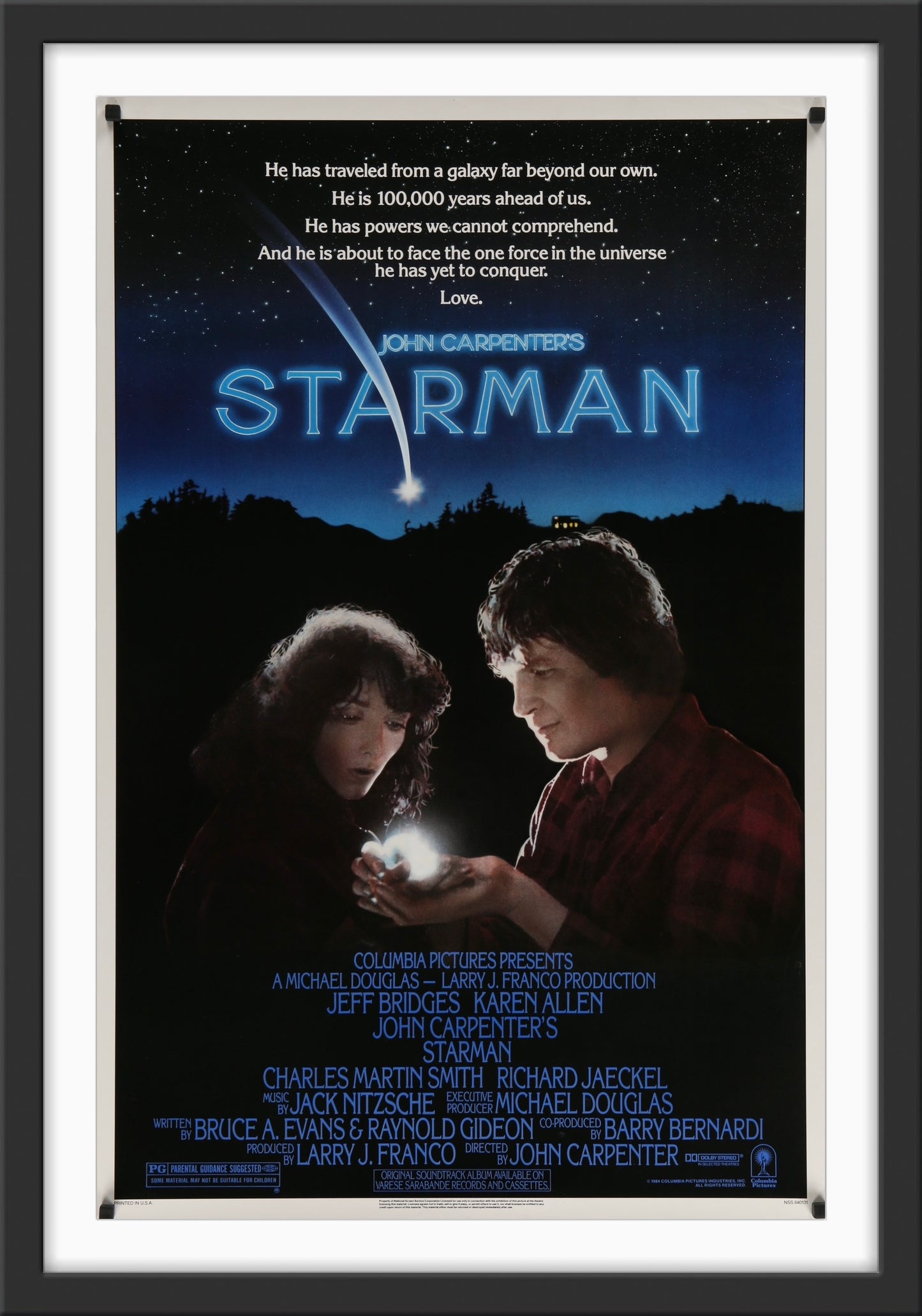 An original movie poster for the John Carpenter film Starman