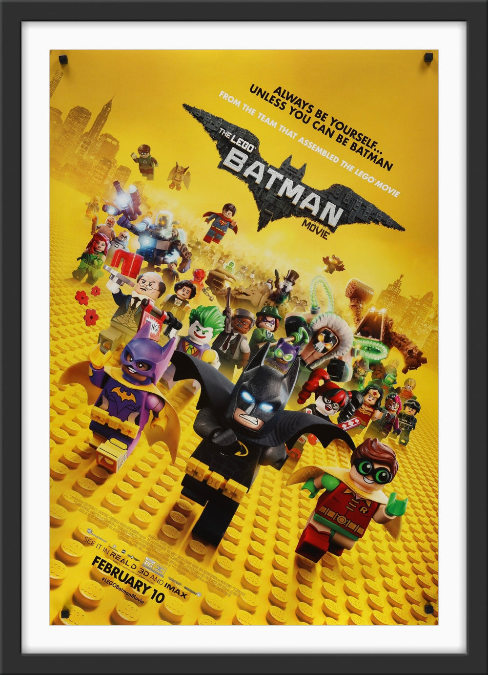 An original movie poster for the film The Lego Batman movie