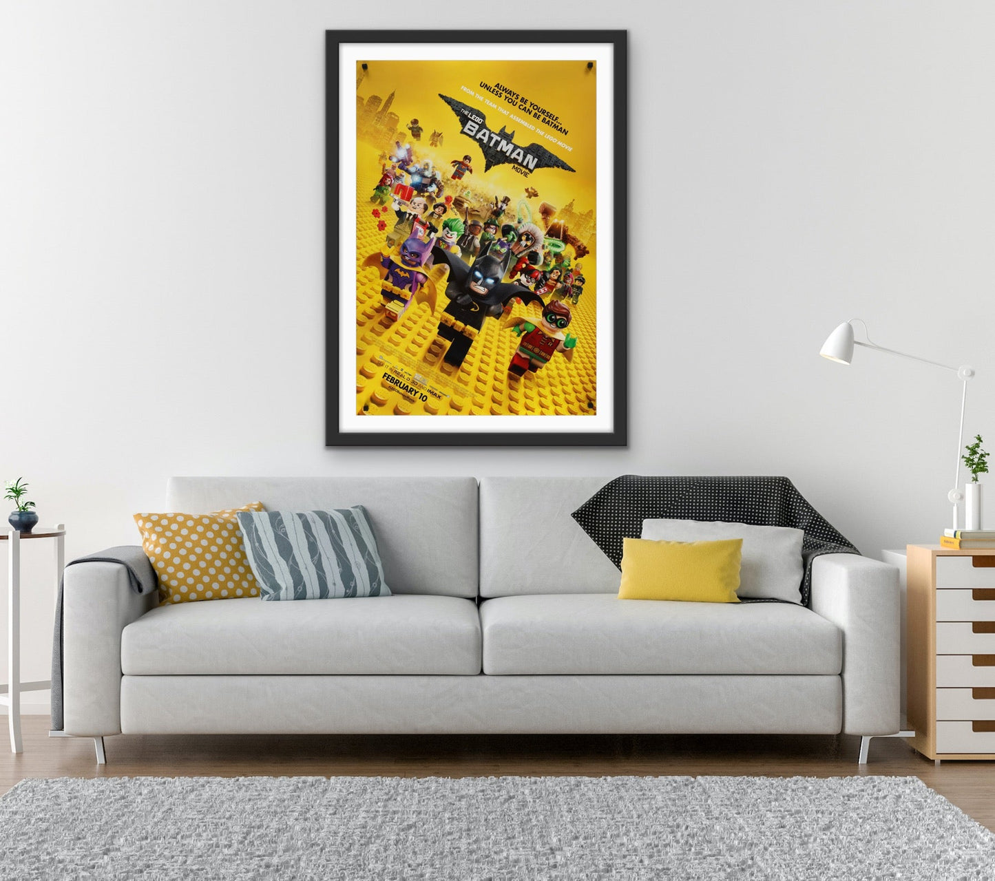 An original movie poster for the film The Lego Batman movie