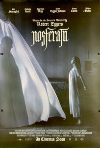 An original movie poster for the Robert Eggers film Nosferatu based on the Bram Stoker novel Dracula