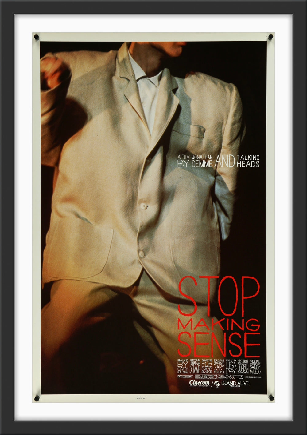 An original movie poster for the Talking Heads film Stop Making Sense