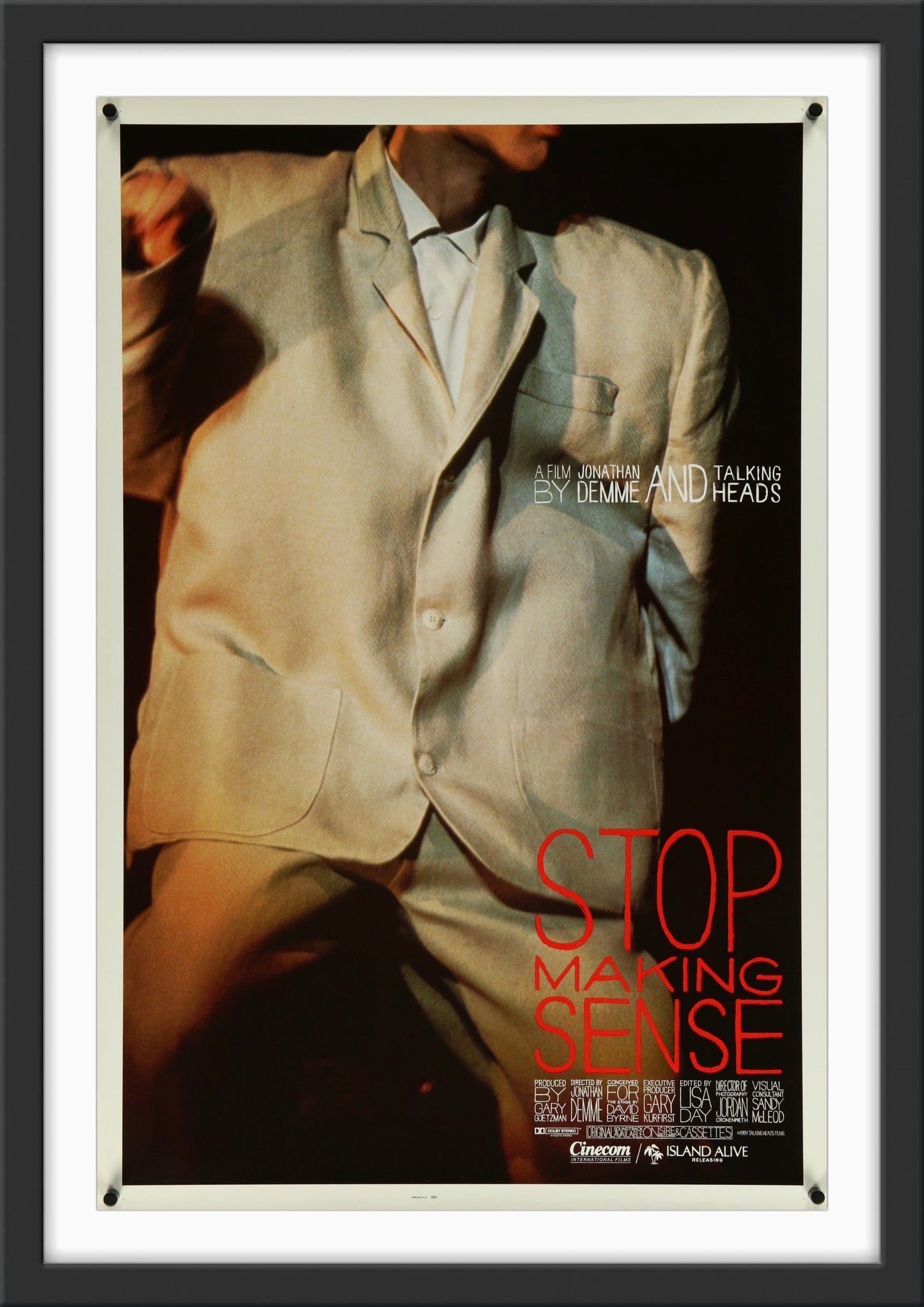 An original movie poster for the Talking Heads film Stop Making Sense