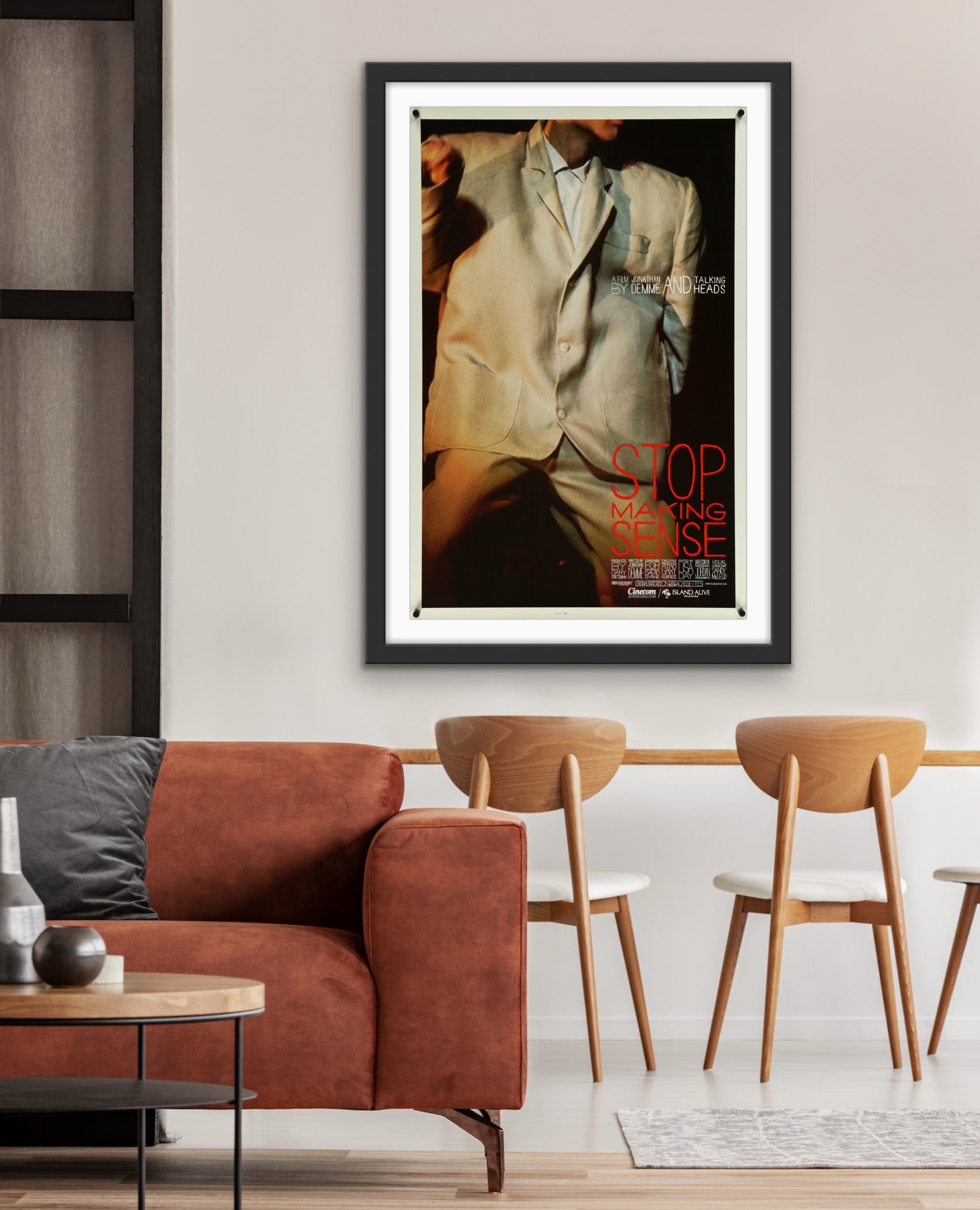 An original movie poster for the Talking Heads film Stop Making Sense