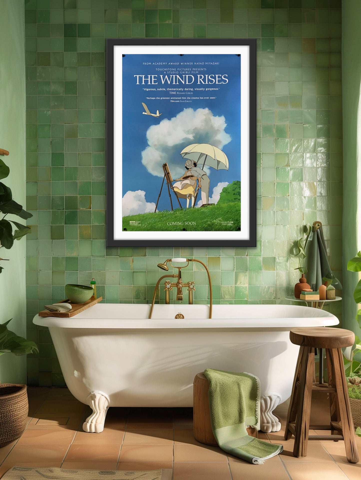 An original movie poster for the Studio Ghibli film The Wind Rises