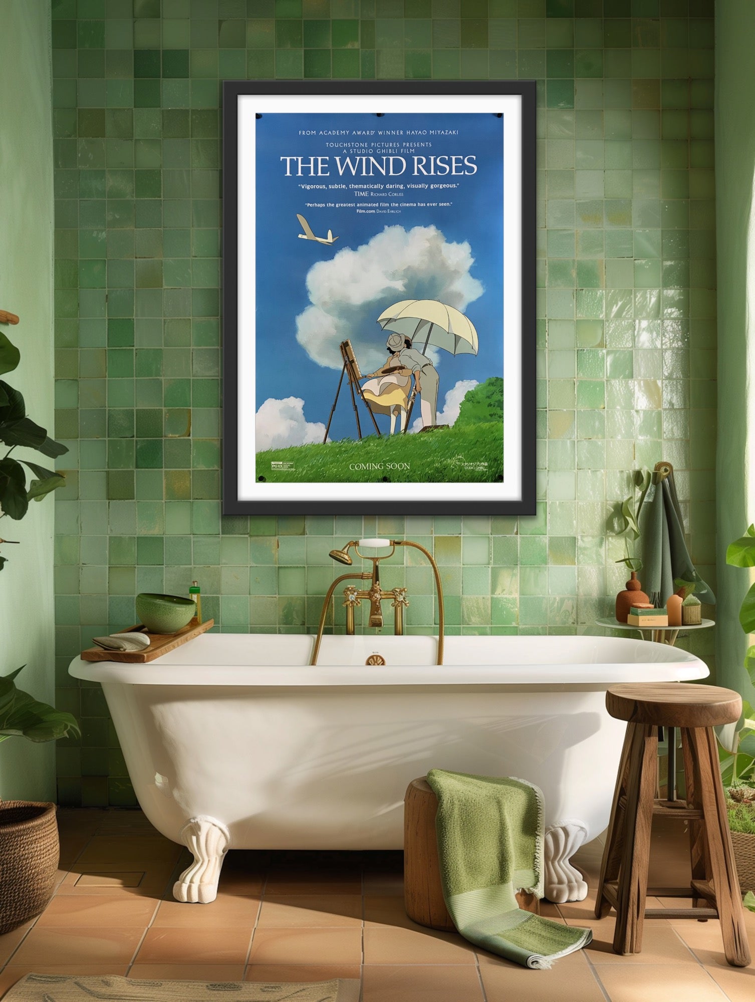 An original movie poster for the Studio Ghibli film The Wind Rises