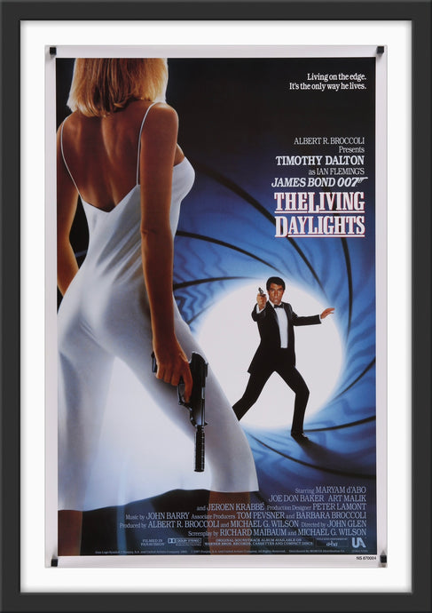 An original movie poster for the James Bond film The Living Daylights