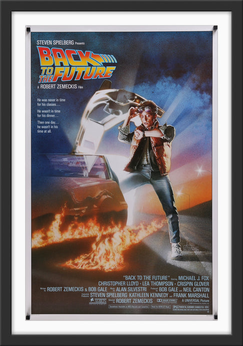 An original movie poster for the film Back To The Future