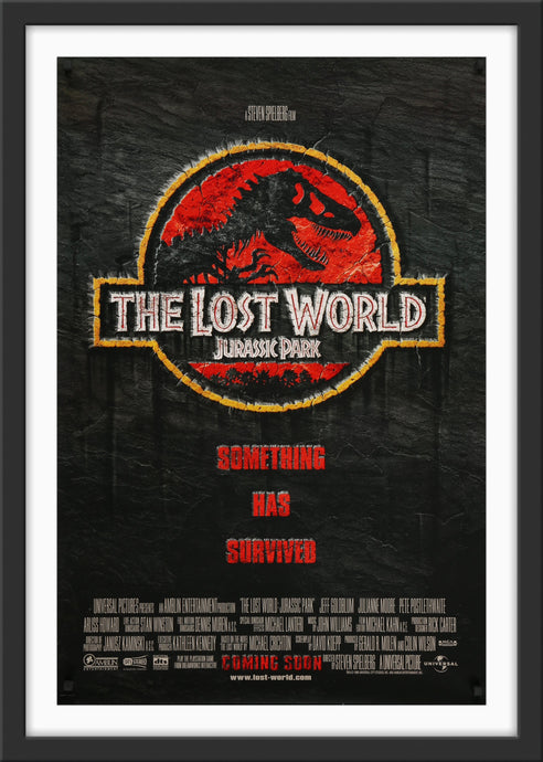 An original movie poster for the film Jurassic Park 2 : The Lost World