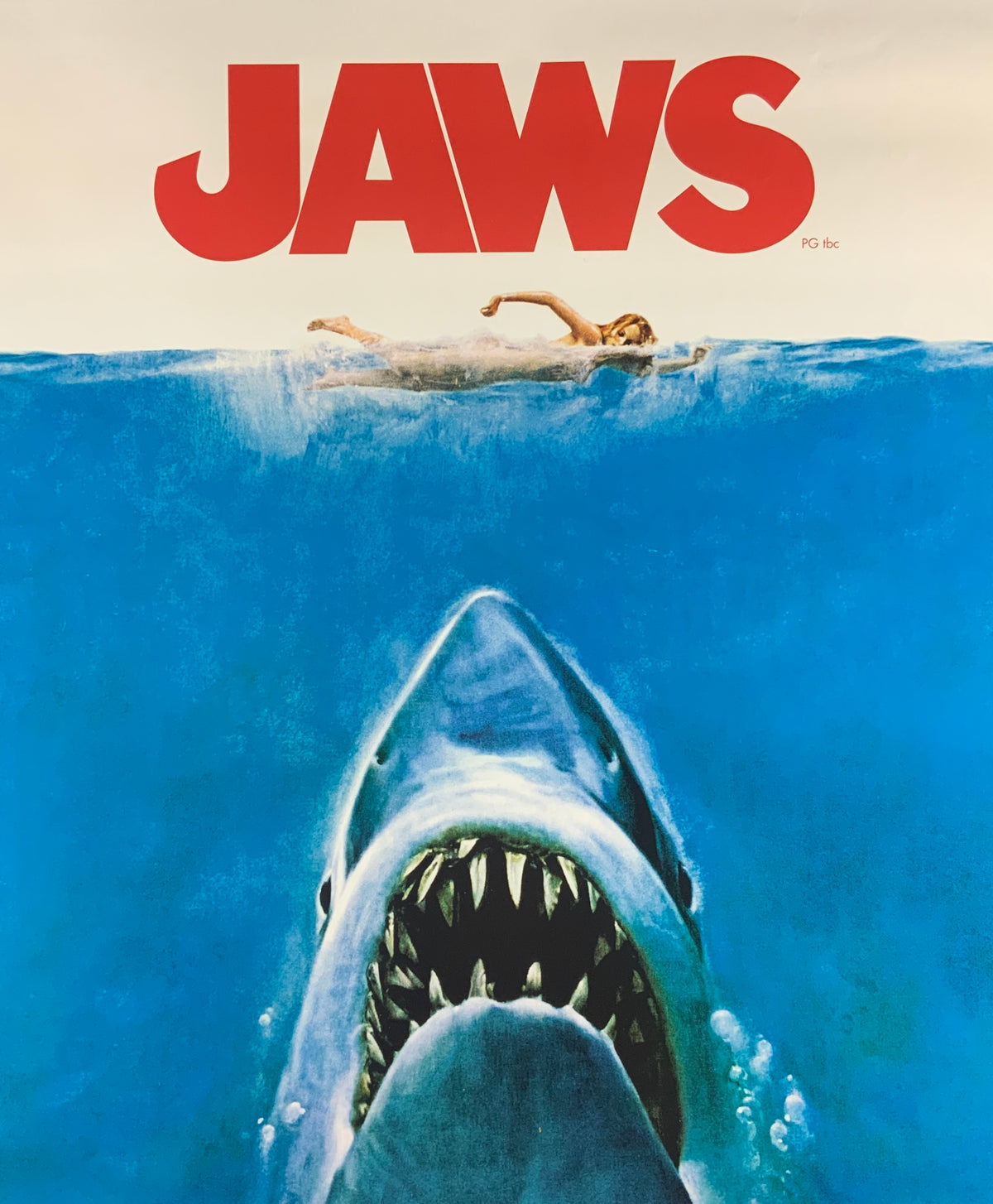 An original movie poster for the film Jaws