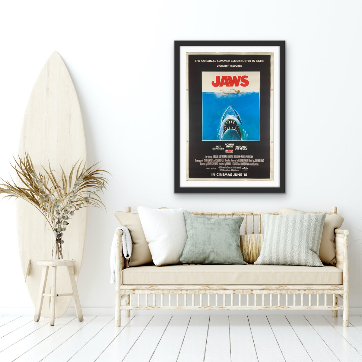 An original movie poster for the film Jaws