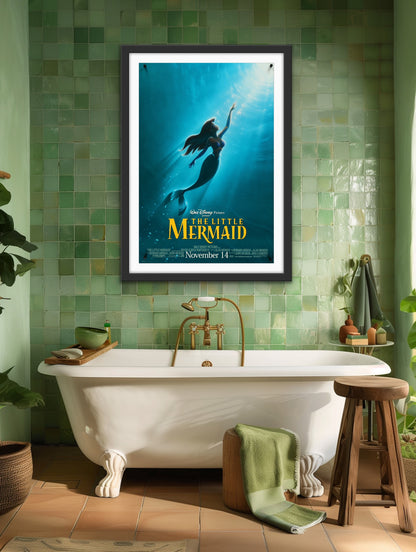 An original movie poster with artwork by John Alvin for the Disney film The Little Mermaid