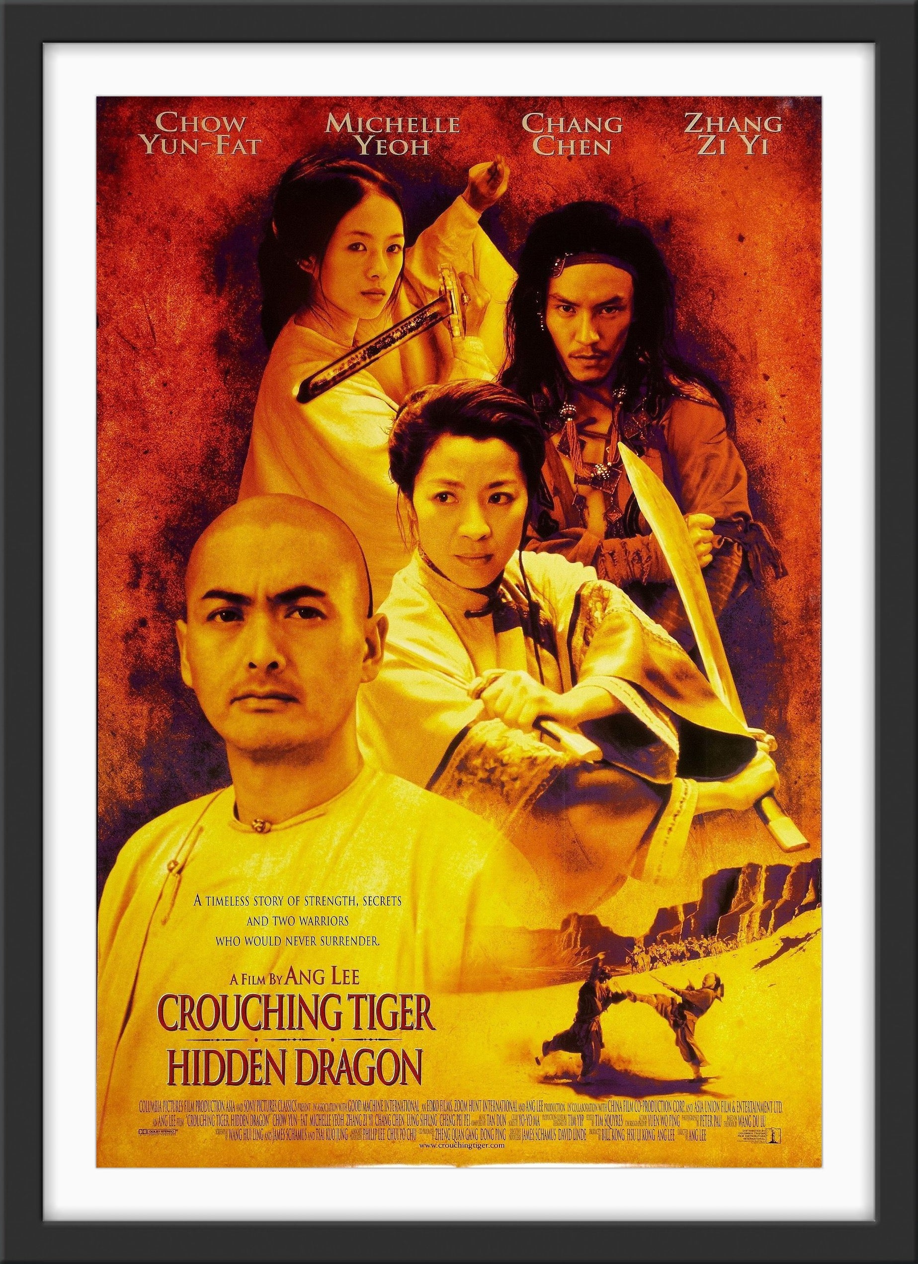 An original movie poster for the Ang Lee film Crouching Tiger Hidden Dragon
