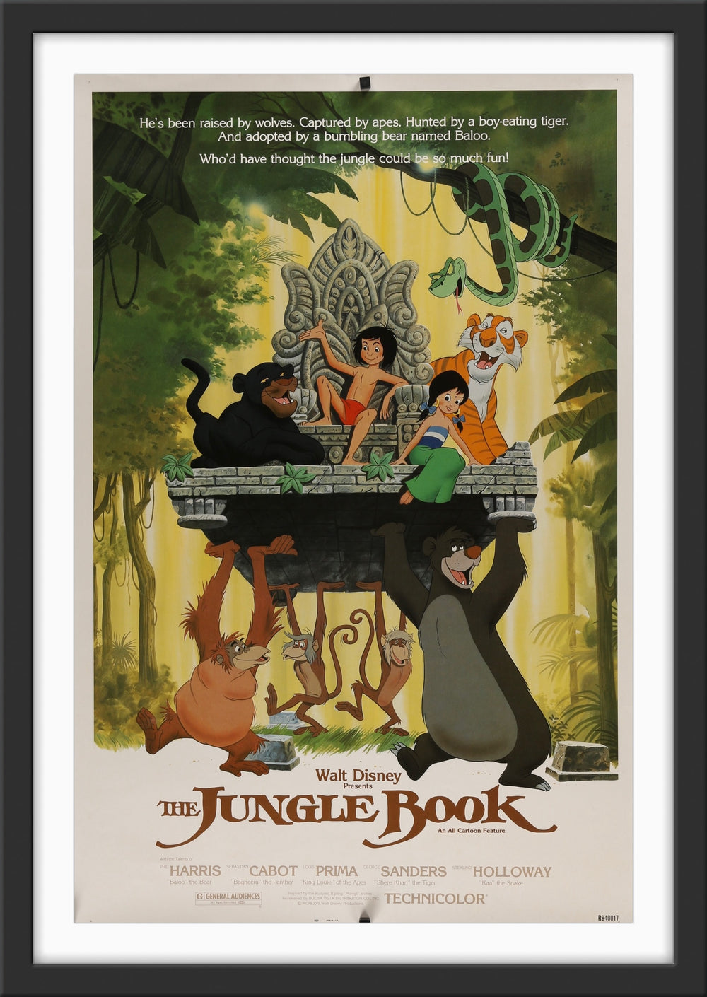 An original 30x40 movie poster for the Disney film The Jungle Book