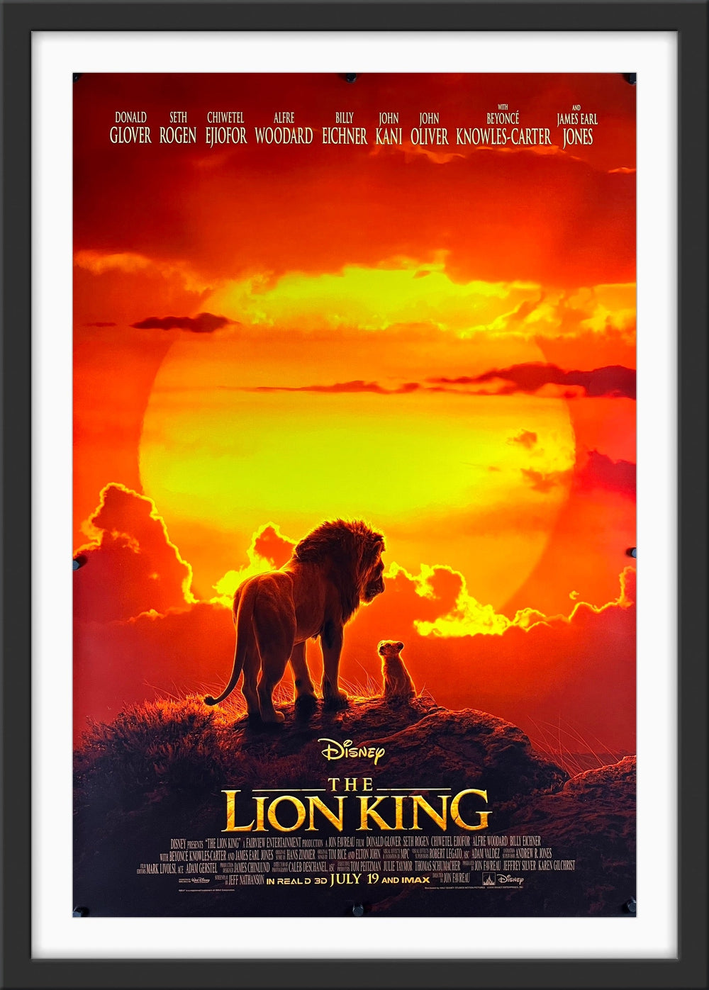 An original movie poster for the Disney 2019 remake of The Lion King