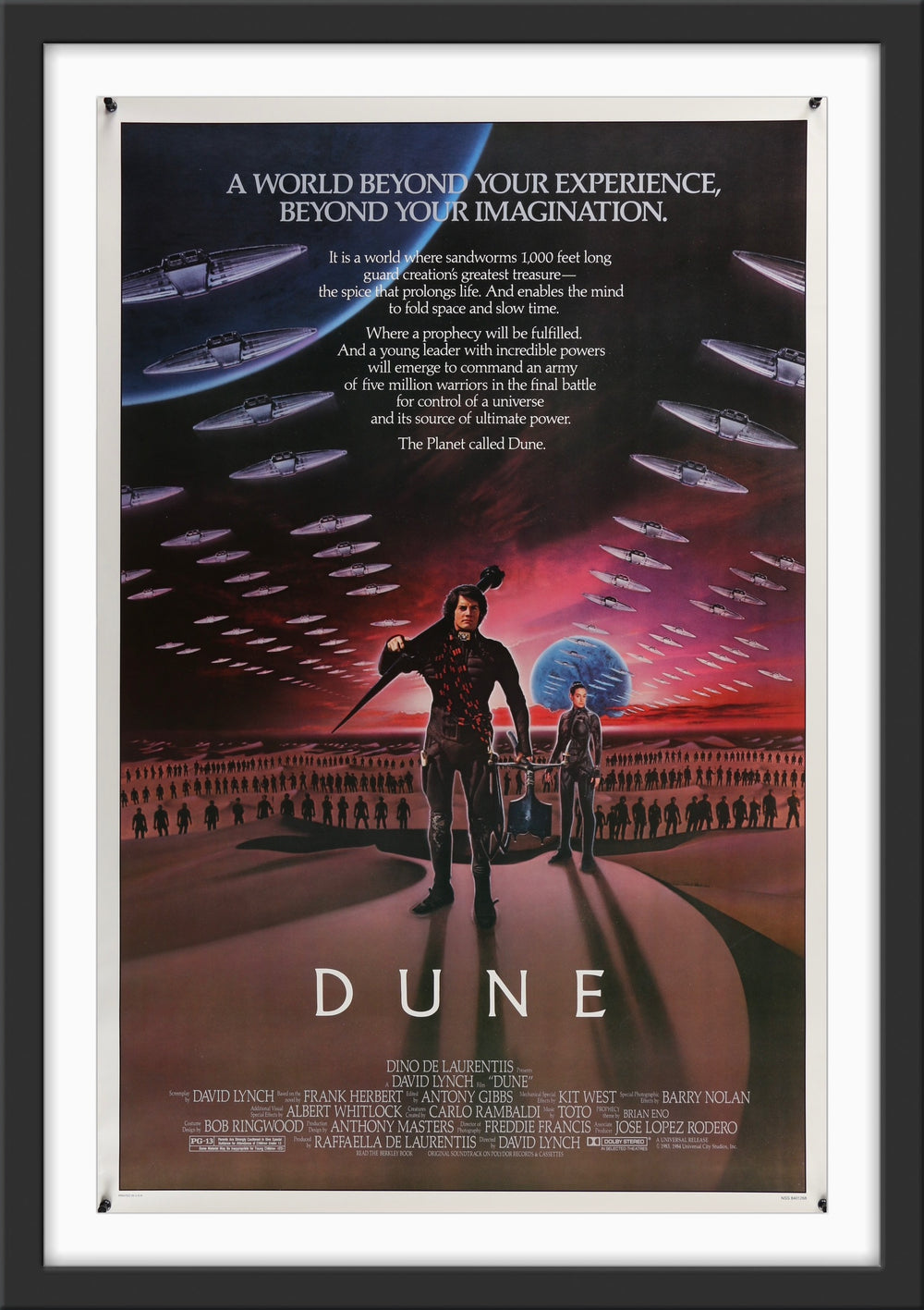 An original movie poster for the 1984 film Dune