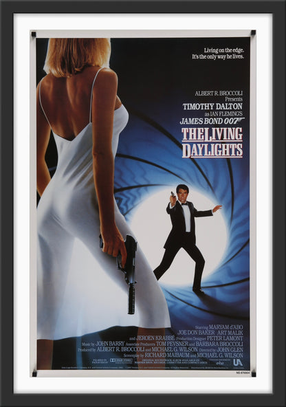 An original movie poster for the James Bond film The Living Daylights