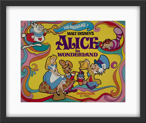 An original title lobby card for the Disney film Alice In Wonderland