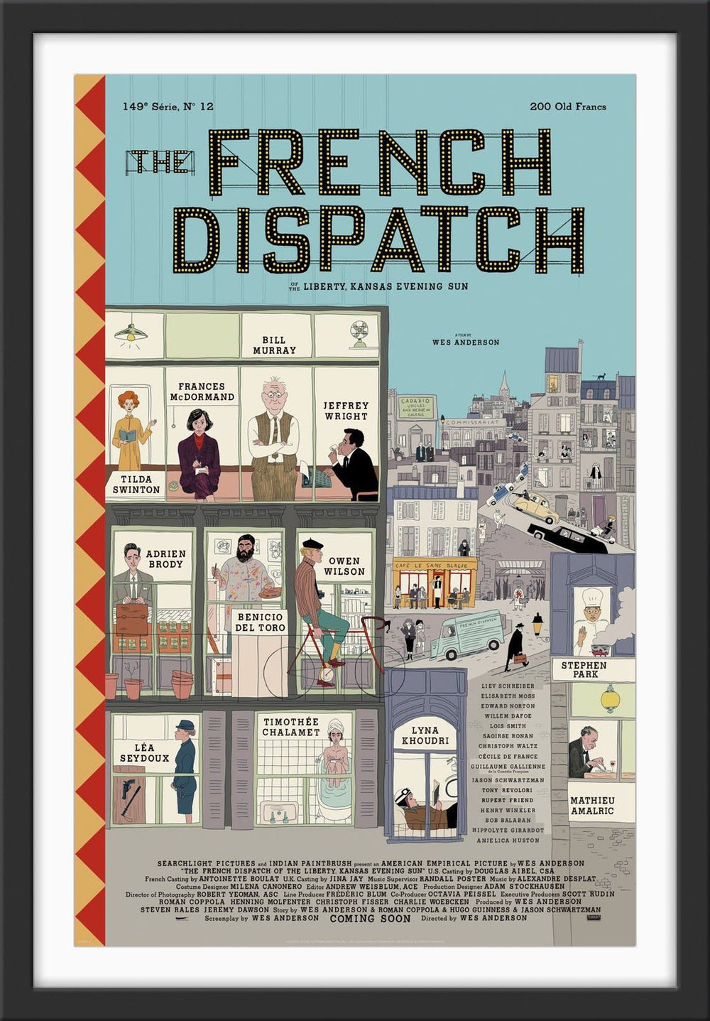 An original movie poster for the Wes Anderson film The French Dispatch